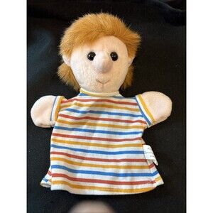 Plush Pups Boy Puppet Red Blue Yellow Striped Shirt Vintage 1999 CE Mark